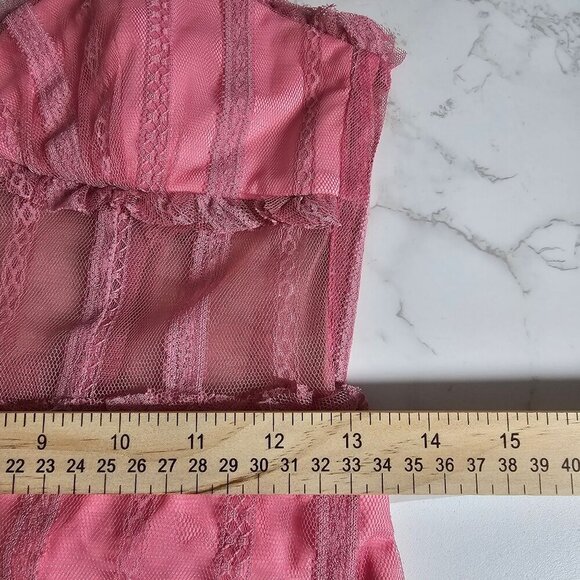 NBD Ahlani Blush Pink Sheer Layered Mesh Ruffle Mini‎ Dress Sleeveless Women S - Picture 10 of 14